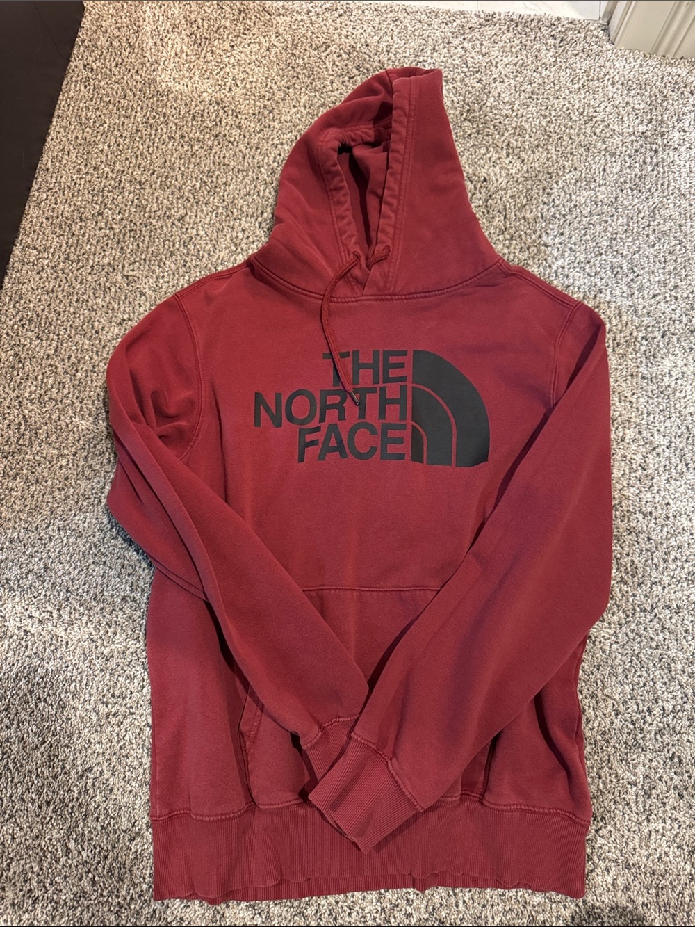 The North Face Maroon Pullover Hoodie with Black Logo